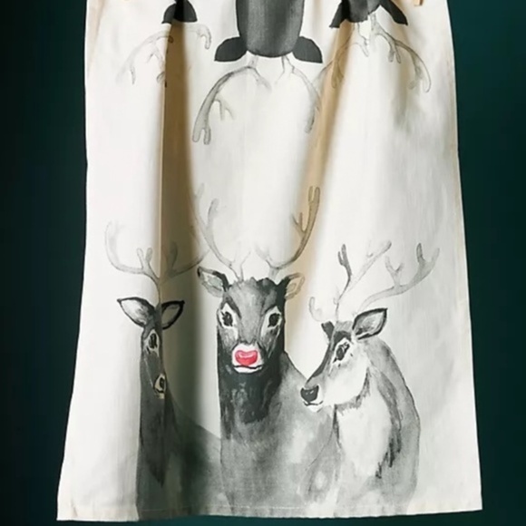 Anthropologie Reindeer Dish Kitchen Towel - Picture 1 of 2